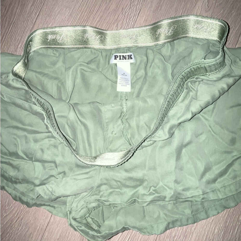 Victoria's Secret green satin shorts missing a button #loungewear #summer